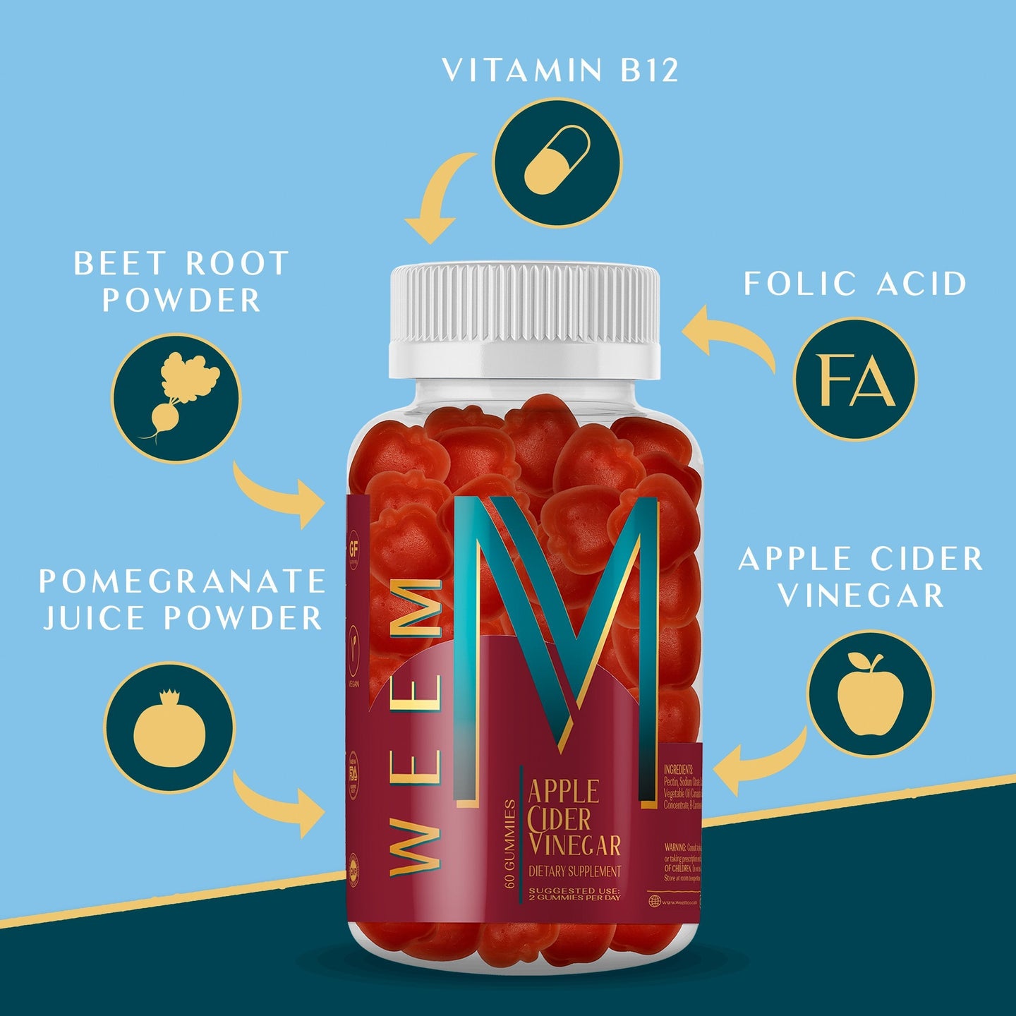 Load image into Gallery viewer, All the benefits of Apple Cider Vinegar in one tasty gummy - weem