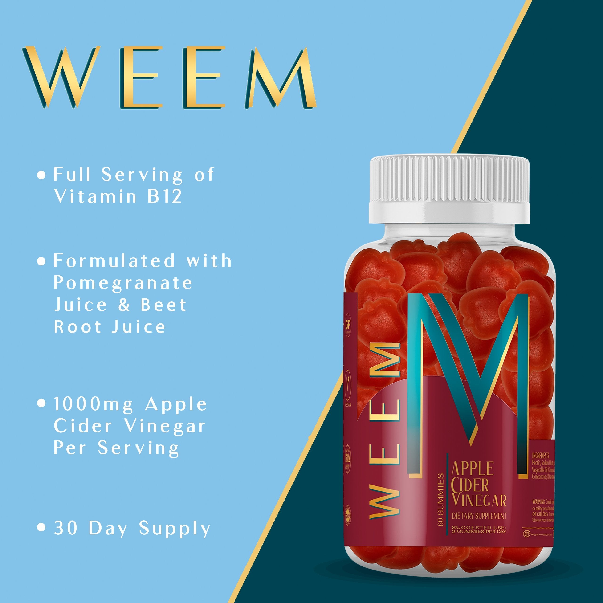 All the benefits of Apple Cider Vinegar in one tasty gummy - weem