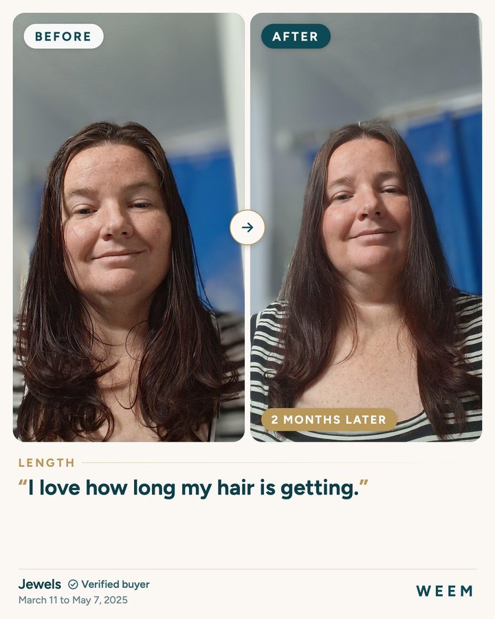 Jewels, before and after (length, 2 months later): I love how long my hair is getting.